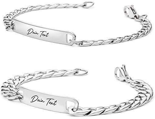 BAVELA | Personalisierbare Armbänder | Edelstahl Armband mit Wunschgravur | Partnerarmband für Paare | Pärchen Armband