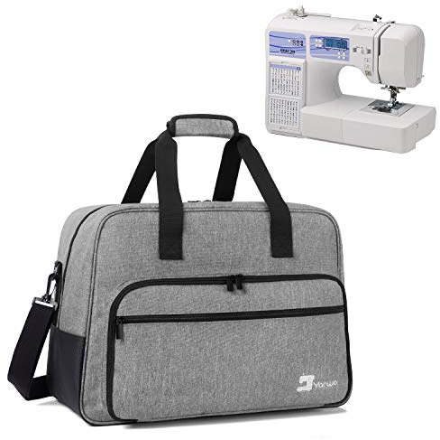 Yarwo Maletas de Transporte para Máquinas de Coser, Bolsa para Máquina de Coser Adecuado para la mayoría de Las máquinas de Coser universales, con Acolchado y Fondo Antideslizante, Gris