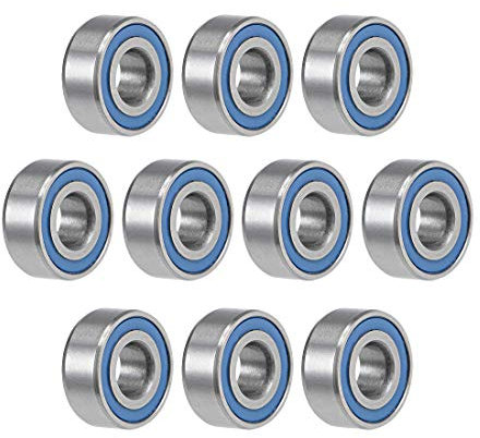 sourcing map 10 Stück Kugellager Rillenkugellager MR104-2RS 4mm Innendurchm 10mm Außendurchm 4mm Bohrung Doppelt Abgedichtet Chromstahl Blau Z2 für Skateboard 3D Drucker Roller Inline Skates