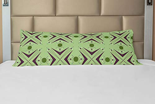 ABAKUHAUS Mezzo secolo Comodo Copricuscino per Il Corpo con Cerniera, Atomic Boomerang, Federa Cuscino con Accento Decorativo, Mela Verde Indigo