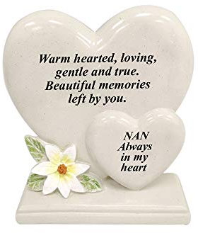 Adorno de tumba personalizable/placa conmemorativa con corazones dobles | Decoración para tumba regalo en el recuerdo amoroso de tus seres queridos fallecidos (Nan)