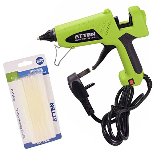 100W Hot Melt Adhesive Glue Gun JQ-100A High Power Heat UK Plug Hobby DIY Craft Arts Electronics with Pack of 11mm Glue Sticks