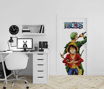 Pegatinas de una pieza – Papel pintado – Pegatina de decoración para puerta – Póster adhesivo – One Piece – Paisaje – 83 x 205 cm – Dormitorio Oficina Sala y Pasillo – Fabricación francesa