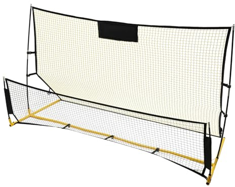 biusgiyeny Red de rebote portátil 2 en 1 para fútbol, reboteador de fútbol, reboteador, rebote, red de entrenamiento, color amarillo y negro