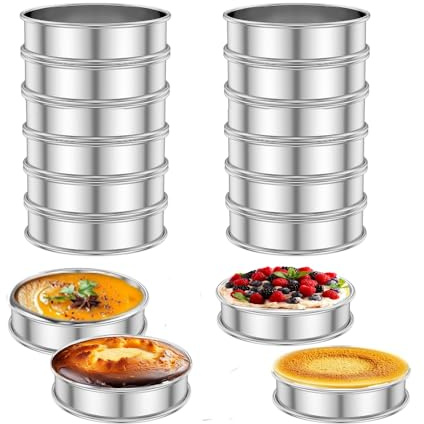 Daglig dessertringar, muffinsringar, set 20, crumpet ringar, rofritt ål, bakringar, tårtform, dubbla rullade tårtor, ringar, rund tå, ring, mousse bakverk