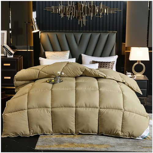 ZTGL Bedding Invernale Piumone Caldissimo Piumino in Piuma, Oca di Alta qualità, Extra-Leggero,Matrimoniale, Fodera in Puro Cotone, Piumino 4 Stagioni Tinta Unita,F,220X240cm(4kg)