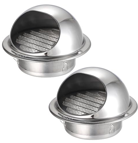 SUMNACON 2 Pcs 304 Stainless Steel Air Vent Cover Wall Ventilation Cover, Round 98mm Air Vent Grill Screen Hood Extractor Fan Ventilation Cover with Built-in Mesh for Bathroom Kitchen (Silver)
