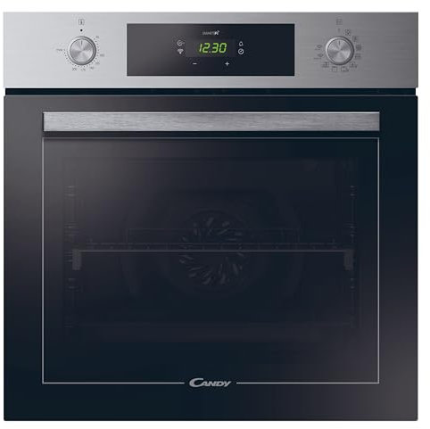 Candy FCM896XRLE0 / Einbaubackofen mit Heißluft / 70 L/Pyrolyse Selbstreinigung mit Aquactiva/Versenkbare Knebel/Display mit Touch-Bedienung/Timer/Uhr / 9 Programme/Wi-Fi Funktion (hOn)