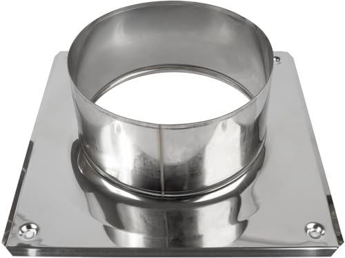 Vent Systems 6 Inch Stainless Steel Chimney Top Plate - Base Mount for Flue Cap or Cowl - Square to Round Roof Cover Flange - Steel Plate Cover for Chimneys