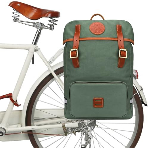 Tourbon Sacoche de vélo en toile imperméable pour ordinateur portable Sac à dos siège Sac à bandoulière pour l'extérieur Voyage école