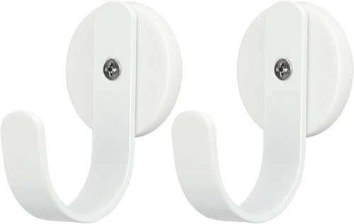 Linwnil Lot de 2 crochets magnétiques pour couronne de couronne, porte-couronne, crochets pour porte d'entrée en métal pour décorations de Noël (blanc)