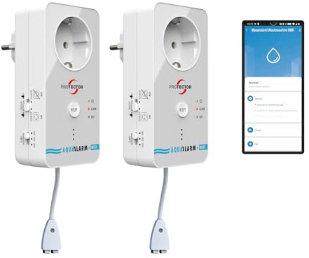 PROTECTOR WA-11 WLAN WASSERMELDER, 3-fache Sicherheit: Alarmiert, Schaltet angeschlossenes Gerät wahlweise EIN oder AUS, meldet auf Ihr Handy. Pumpensteuerung, Smarter Wasseralarm mit App, Aquastop