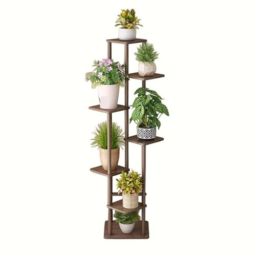 SRHIMEOS Support Plantes Interieur en Bois 7 Etagères, Étagère pour Plantes Echelle Escalier, Étagère d'angle pour Fleurs, Porte-Plantes pour Jardin Balcon Salon, Escalier De Fleurs