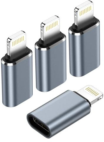 Gaef USB C auf Lightning Adapter (4 Stück), Adapter Lightning auf USBC für iPhone 14/13/12/11/X/i Pad/Airpads, PD Schnelles Laden/Datenübertragung iPhone USB Adapter, Nicht für Kopfhörer/Audio/OTG