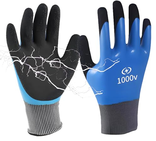 Insulation Work Gloves, Insulating Electrical Gloves 1000V Flame Retardant, Rubber Safety Gloves for High Voltage Protection, 360° Anti Puncture Non-Slip Rubber Glove for Repair, Industrial, Home Use