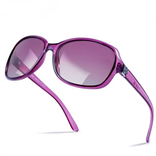 SIPHEW Polarized Sunglasses for Women | Retro Square Sunglasses w UV400 Protection | Womens Wraparound Shade