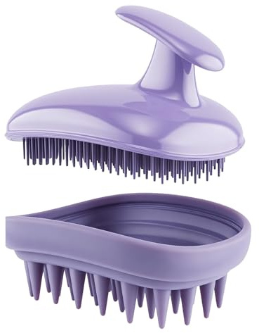 Floruvia 2-in-1 Massaggiatore per Cuoio Capelluto e Spazzola Shampoo, Spazzola Esfoliante per Rimozione della Forfora e Crescita dei Capelli, Spazzola Districante per Capelli Umidi o Asciutti –