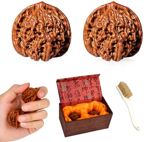 2 stycken Wenwan valnötter fidgetleksaker, kinesiska naturliga Wenwan valnötter för handmassage, stressboll vuxna, adhs leksaker stressminskning vuxna, traditionell meditation, tillbehör på kontoret