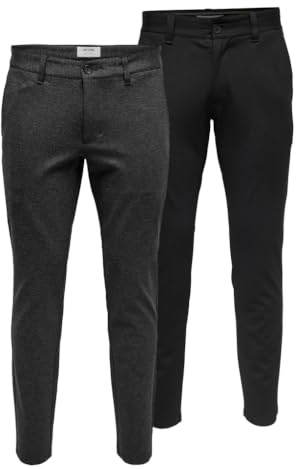 Only & Sons Chino byxor ONSMARK slim fit chinobyxor, A: Mörkgrå melange/svart, 38W / 32L