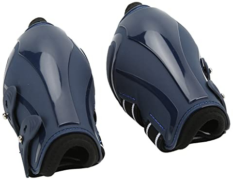 Zerodis Botas Protectoras de Pata de Caballo de Neopreno PU con Diseño Ligero y Transpirable para Soporte de Entrenamiento de Salto (Patas traseras Azul Marino Medio)