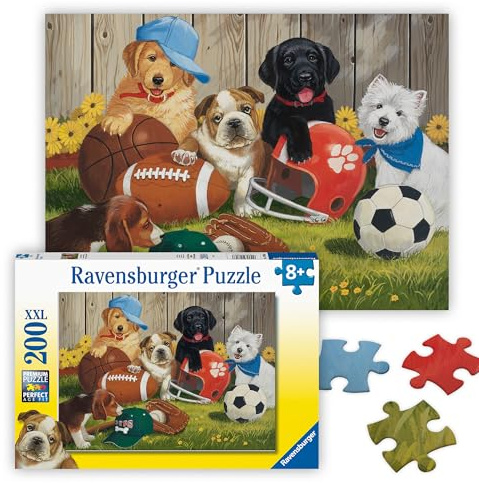 Ravensburger - Let's Play Ball - 200 Piece Jigsaw Puzzle - Exciting, Colorful Imagery of Childhood Favorites - Ball Sports and Dogs - Premium Quality - Ideal Gift - Screen-Free Fun - Children Ages 8+