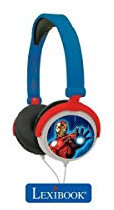 LEXIBOOK, Los Vengadores, Auriculares estéreo, Volumen Seguro para niños, Plegables y Ajustables, Azul/Rojo, HP010AV