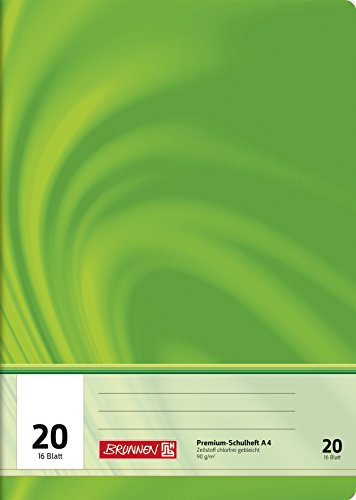 BRUNNEN Schulheft Premium Vivendi | A4, Lineatur 20, 16 Blatt, grün