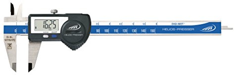 HELIOS-PREISSER 1320517 Digitaler Taschenmessschieber, RS232 plus Digimatic Data Variable, eckiges Tiefenmaß, 150 mm, Blau