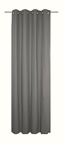 Wirth 4004567141936 Fertigschal mit Ösen, Bio Baumwolle, Dunkelgrau, 225 x 130 cm