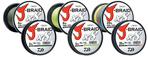 Daiwa J-Braid 8 Braid 0.22mm, 17.0kg / 37.5lbs, 1500m dunkelgrün, rund geflochtene Angelschnur