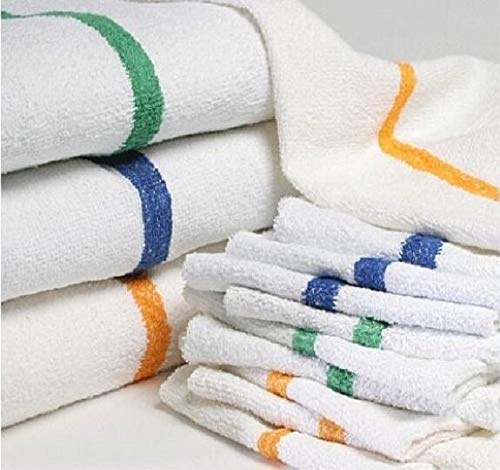 ASSORTED COLOR STRIPE BAR TOWELS 20 LBS BOX WIPERS SHOP RAGS CLEANING CLOTHS