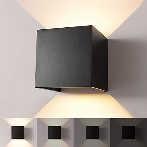 12W Dimmable Wandleuchte Innen Wandlampe Wasserdicht Mit Einstellbar Abstrahlwinkel IP65 LED Wandbeleuchtung Aussen & Innen Warmweiß -Schwarz