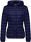 Wantdo Femme Veste en Duvet Manteau Matelassé à Capuche Léger Compressible Veste Coupe-Vent Isolée de Montagne à Capuche Mince Veste d'Extérieur Courte Bleu Marine L