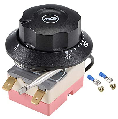 sourcing map NC 250V 16A 50-300C Temperatura Control Interruptor Capilar Termostato para Horno Refrigerador Calentador 2m con 2 Tornillos y 2 Engarzados Terminales