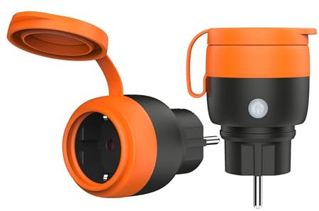 UCOMEN Outdoor Wlan Steckdosen,Stromzähler für Balkonkraftwerk,Wasserdicht Wlan Steckdose Alexa mit Strommessung, Smart Life APP, 2.4GHz,16A/3680W,2er Pack