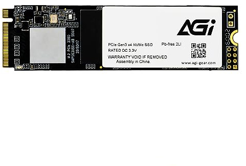 AGI AI298 1TB M.2 PCIe Gen3x4 NVMe 2280 SSD, 3D TLC NAND, DRAM Cache, Lesegeschwindigkeit bis zu 2400MB/s, Kompatibel mit Laptop und Desktop-Computer (PC)