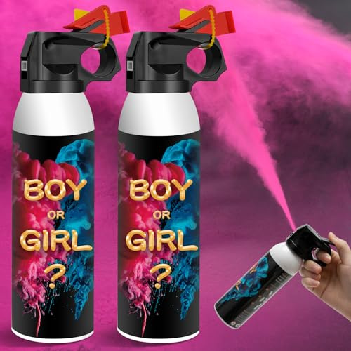 RISEMART (2 Stück Rosa) Gender Reveal Konfetti Kanone Poppers, Gender Reveal Rauchbombe 100% biologisch abbaubare Babyparty sicher Pulverrauch, Partyzubehör für Jungen und Mädchen