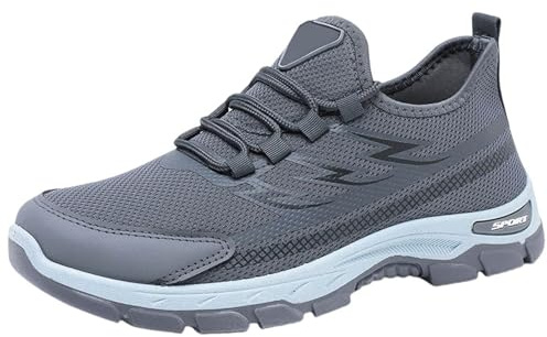Generisch Zapatillas deportivas para hombre al aire libre, zapatillas de invierno clásicas, ligeras, transpirables, antideslizantes, con cordones, suaves, informales, cómodas, gris, 43 EU