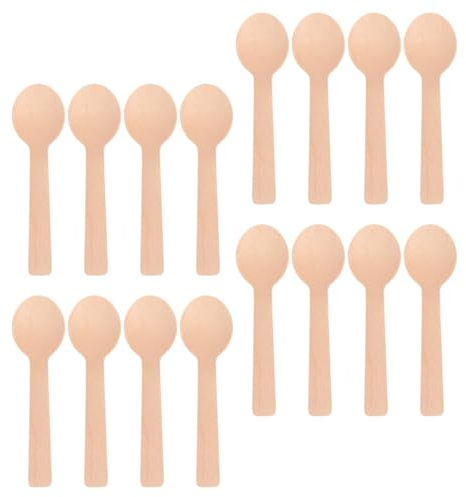 LRXIYODE 200 Unidades Cucharas de Madera para Postres y Helados Mini Cucharillas para Degustación Fiestas y Eventos Accesorio Biodegradable para Porciones Pequeñas