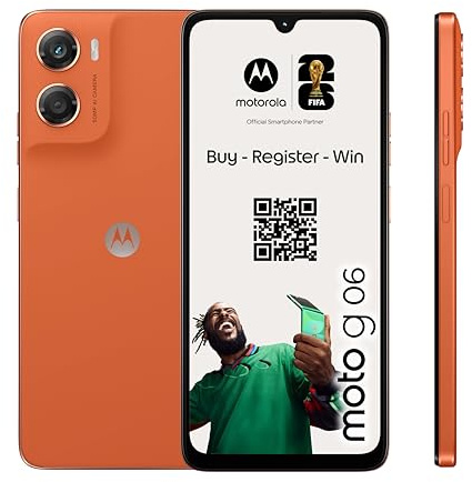 Moto G06 4 128 4G, capteur Principal de 50MP, écran 6,88, Batterie Longue durée, 5200 mAH, Arabesque Orange
