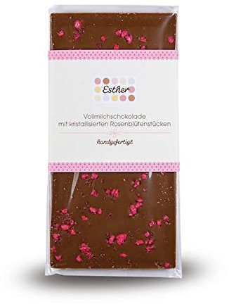 Esther Tafelschokolade 60g Vollmilchschokolade mit kandierten Rosenblütenstücken