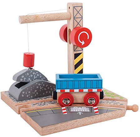 Bigjigs Rail Gravel Crane | Wooden Train Track Accessories | Kids Construction Toys | Railway Engine Accessory Set | Playset for Toy Trains | Educational Toddler Sets | Gifts for 3+ Year Old Children