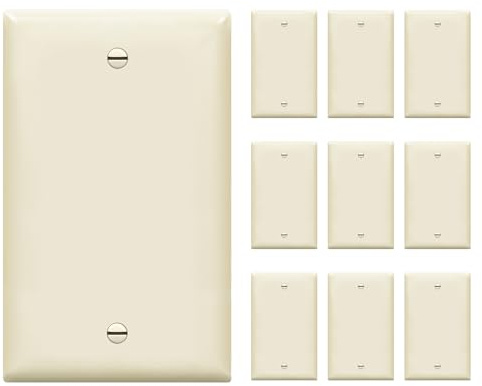 ENERLITES Blank Device Wall Plate, Gloss Finish, Standard Size 1-Gang 4.50 x 2.76, Polycarbonate Thermoplastic, 8801-LA-10PCS, Light Almond (10 Pack)