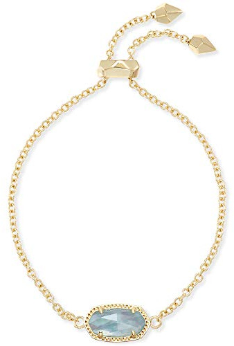 Kendra Scott Elaina Link Chain Bracelet for Women, Dainty Fashion Jewelry, 14k Gold-Plated Brass, Light Blue Illusion