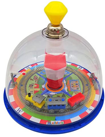 alldoro 68010 Brummkreisel mit Eisenbahn-Motiv, inkl. Zuggeräuschen & beweglichen Figuren, Ø 19 cm, 24 cm hoch, aus ABS-Kunststoff, ab 18 Monaten