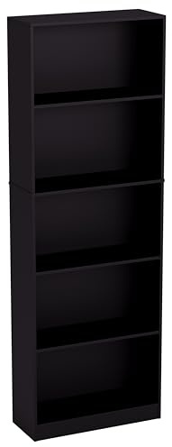 Vida Designs Cambridge 5 Tier Extra Large Bookcase, Black Wooden Shelving Display Storage Unit Office Living Room Furniture