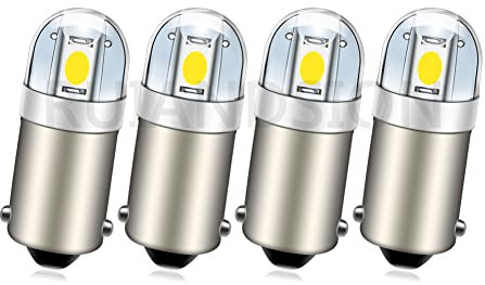 Ruiandsion BA9S LED Bulb BA9 1895 1891 53 57 White 12V 3030 2SMD Chipsets LED Replacement Bulbs for Car Interior Dome Map License Plate Glove Box Lights (Pack of 4)