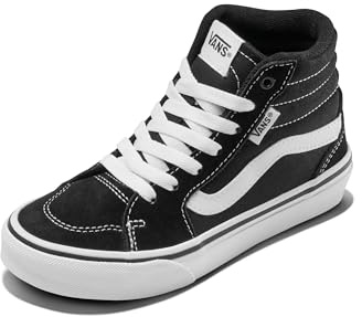 Vans Size 13, Filmore Sneaker Black & White Girls' & Boys' Trainers, Suede & Canvas Lace Up Shoes, Unisex High Tops Children's Trainers, Lightweight Sports Shoes Active Wear Range (13 UK)