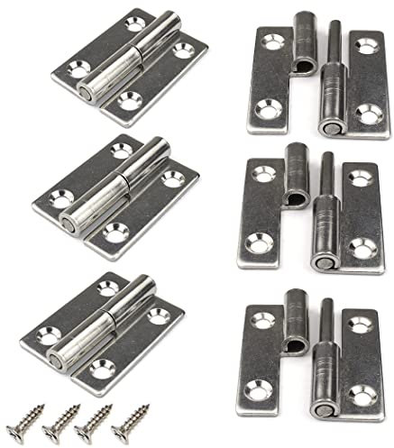 Abnehmbare Türscharniere Heavy Duty Fensterscharnier 304 Edelstahl für Innen- und Außentüren (Rechtshänder 1.5inch)