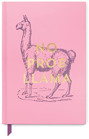 Designworks Ink Vintage Sass A5 inbunden anteckningsbok journal, design: No Prob Llama, Färg: Rosa, 14,6 cm x 21,6 cm, JB86-1102EU. 240 linjerade sidor. Sojabaserat bläck.